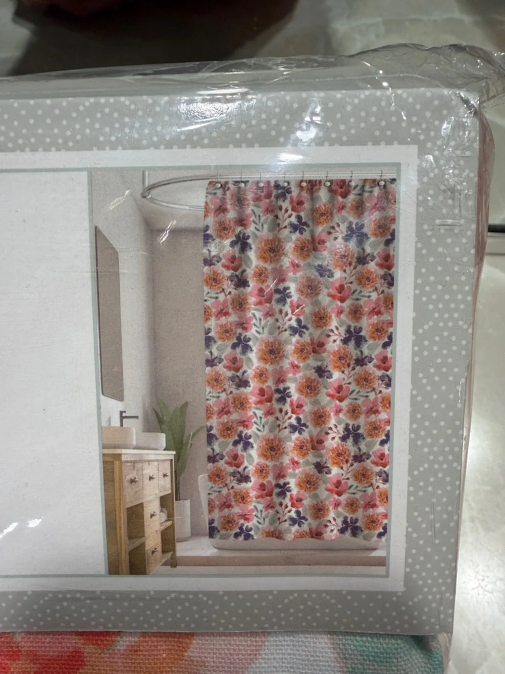 Haven Floral Cotton Shower Curtain in Coral, Teal, Navy